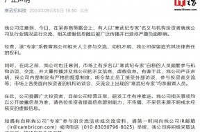 寒武纪股价大跌 13.48% 官方急发声明：冒名“专家”与机构投资者交流，虚假信息造成严重负面影响